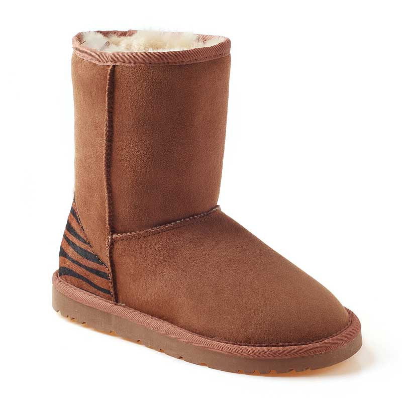 OZWEAR UGG OB002TLZ冬款中筒印花女士雪地靴多色动物纹靴子 栗色 35码
