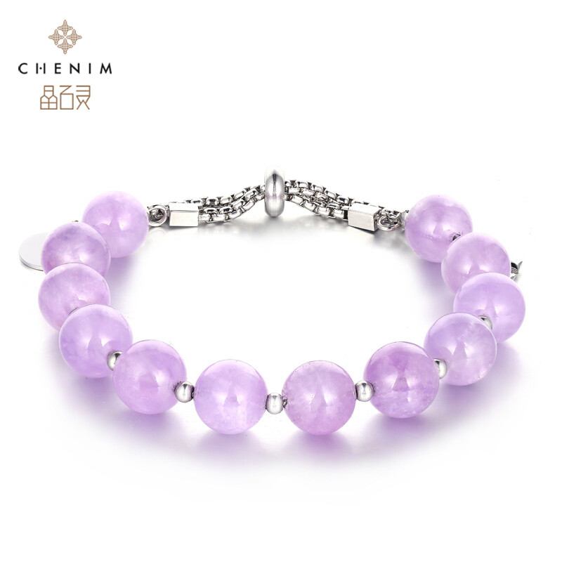 chenim晶石灵彩宝彩色宝石手珠紫晶粉晶海蓝宝金虎眼红玛瑙手链_1