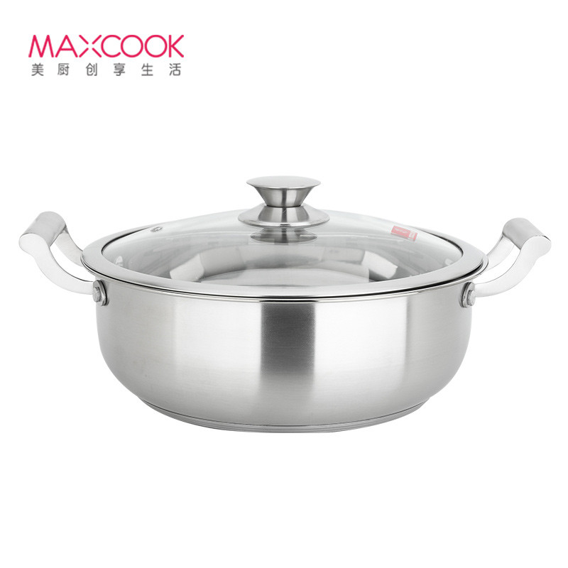 MAXCOOK美厨304不锈钢复底火锅30CM 燃气炉电磁炉通用MCT260
