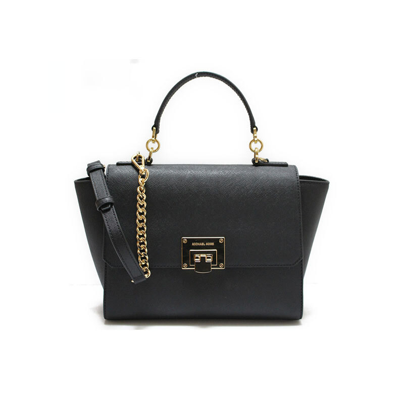 MICHAEL KORS 迈克·科尔斯 MK女包 包盖式 牛皮硬搭扣手提斜挎包 单肩包 女 35T7GT4S2L硬 黑色