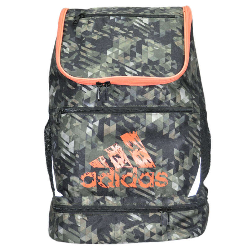 阿迪达斯adidas羽毛球包双肩包30L男女款多功能休闲运动包迷彩橙94C 迷彩橙色