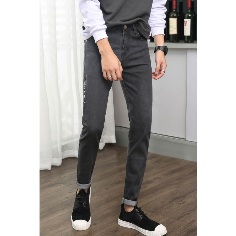 超音狼男装秋季弹力牛仔修身小脚牛仔长裤2018JD-B31 灰色 30(2尺3)