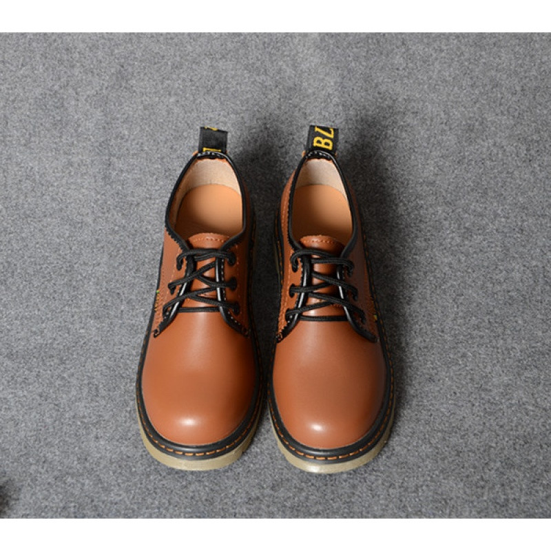 bw9新款春秋新款大头娃娃鞋圆头低帮马丁鞋系带单鞋小皮鞋女英伦学院风_4 浅棕色 40