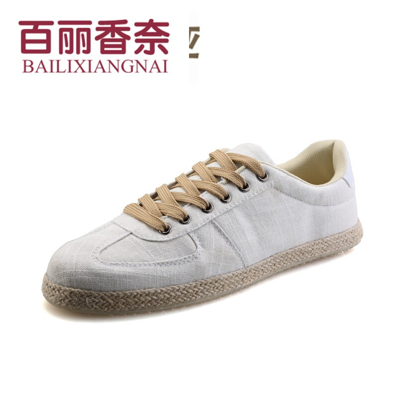 百丽香奈夏季新款潮鞋懒人帆布鞋男士亚麻布鞋韩版潮流休闲板鞋低帮男