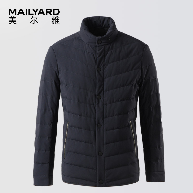 美尔雅(MAILYARD)羽绒服男装 秋冬保暖商务休闲男士羽绒外套 093 52码 深蓝色