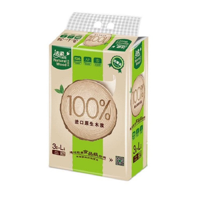 洁柔低白度纸面巾（自然木软抽)150抽3包装
