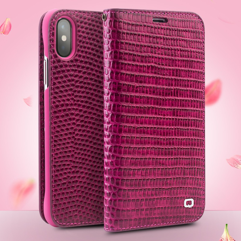 洽利 iphoneX鳄鱼玫红女款手机套 iphoneX鳄鱼玫红