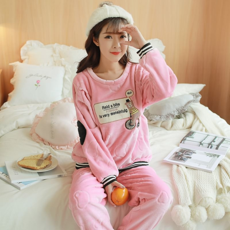 茵珠麗YinZhuli 秋冬天绒质保暖月子服睡衣套装 秋冬季坐月子休闲法兰绒喂奶衣长袖女士孕妇装家居服6876 XL 图色