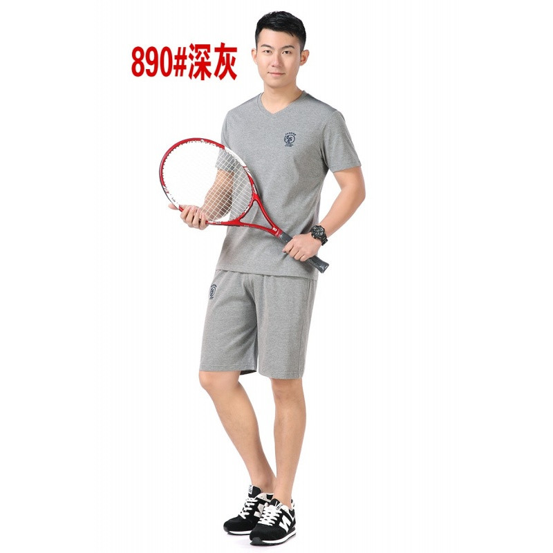 2017中年男士短袖套装中老年男装薄款两件套