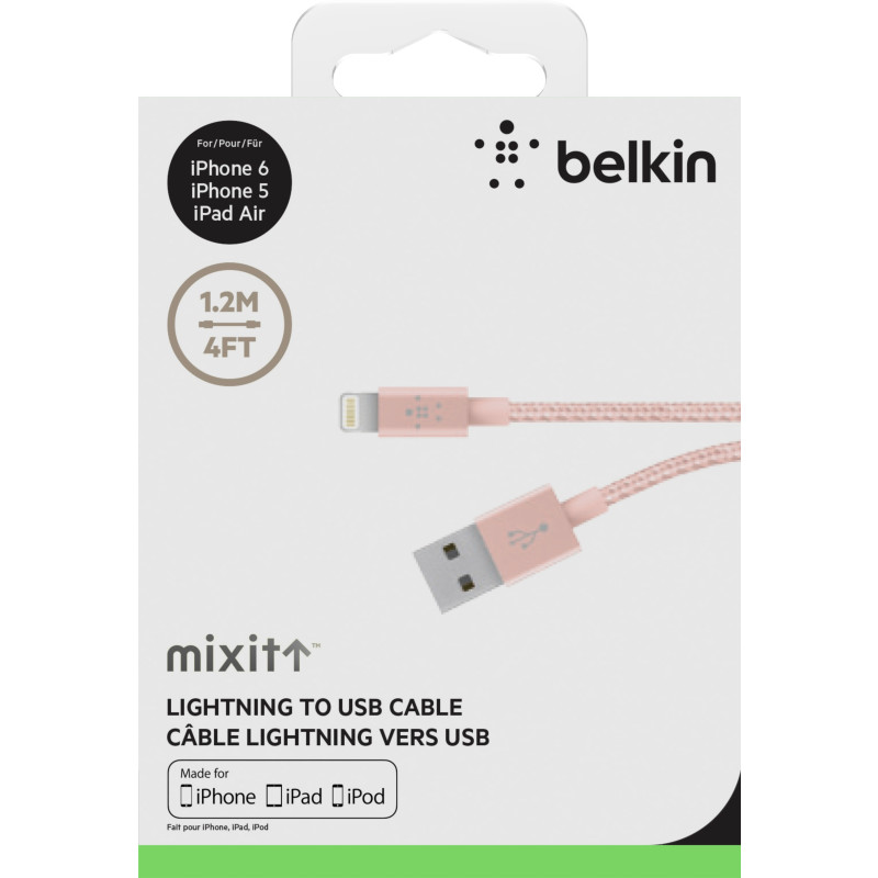 15厘米 Lightning 转 USB 金属质感连接线，玫瑰金