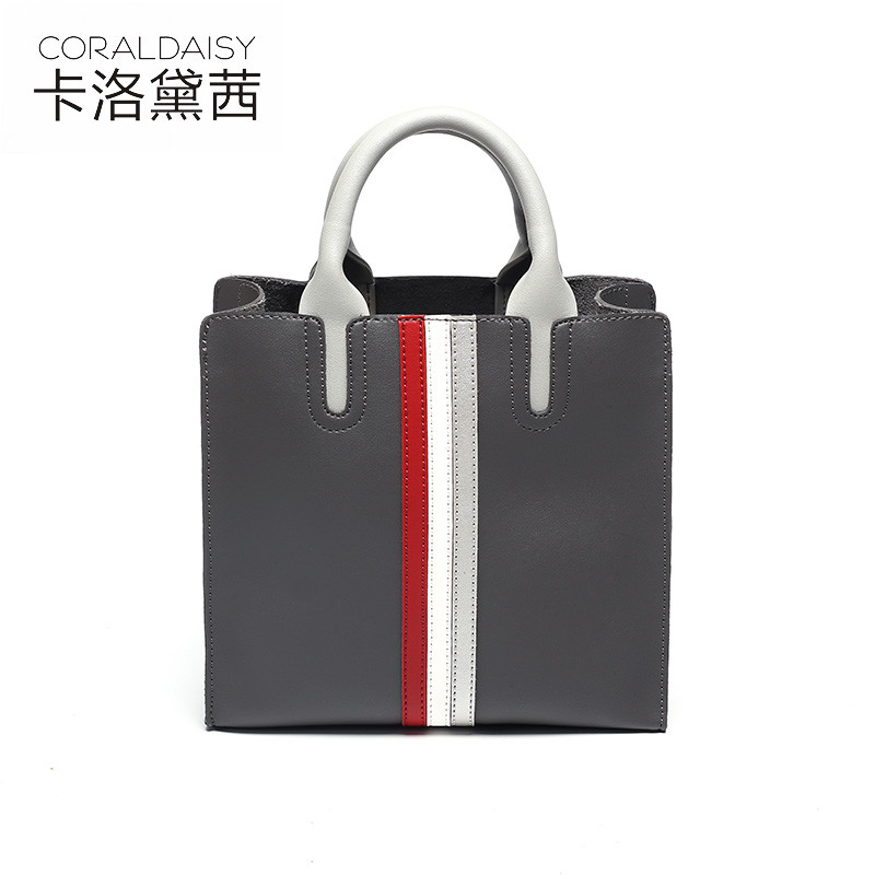 2017新品时尚撞色单肩手提包 黑色 灰色
