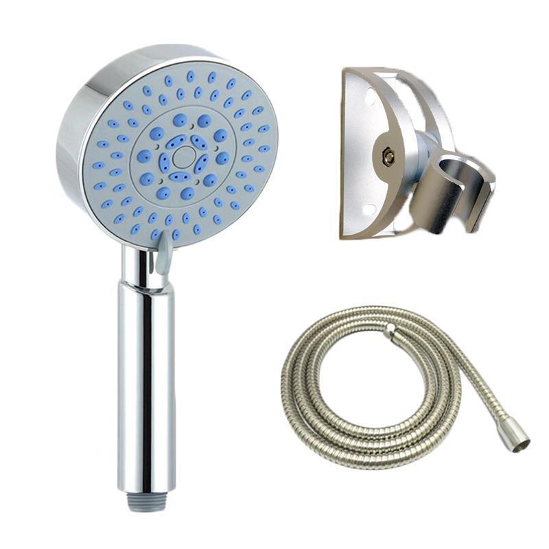 花洒头单头五档热水器塑料通用加压压家用喷头头大不锈钢喷洒五档头寸卫生间节水开 五档喷头1.5米防爆管铝