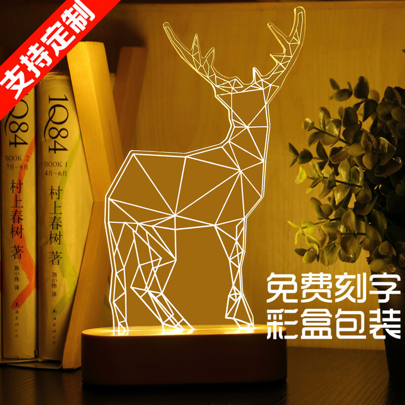 3D礼品LED小夜灯喂奶毕业季创意结婚台灯生日礼物情人教师节定制天中云宫-礼盒包装按钮开关 没有选项的拍下备注就可以了
