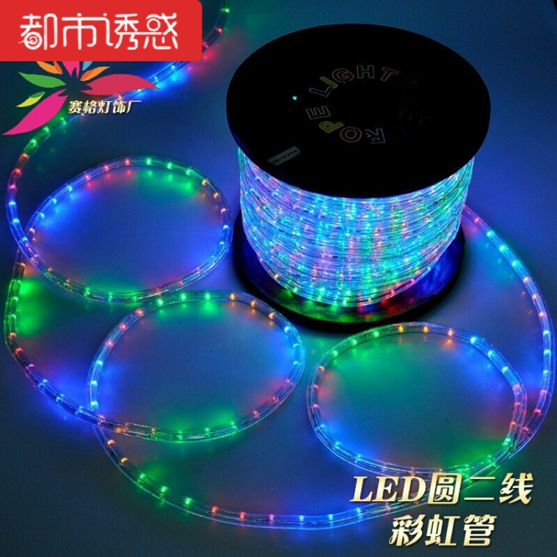 户外防水彩灯闪灯串灯条led彩灯带彩虹管霓虹灯圆二线工程装饰灯 拍灯需要拍控制器