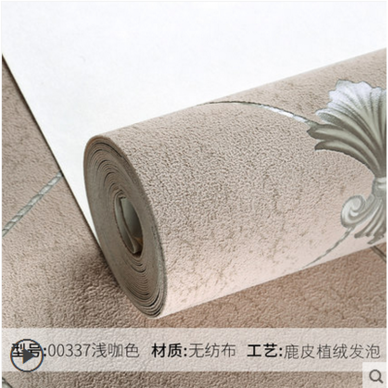 现代简约客厅卧室无纺布墙纸欧式3d曲线条纹影视电视背景墙壁纸升级加厚款牛仔蓝00332仅墙 升级加厚款浅咖色00337