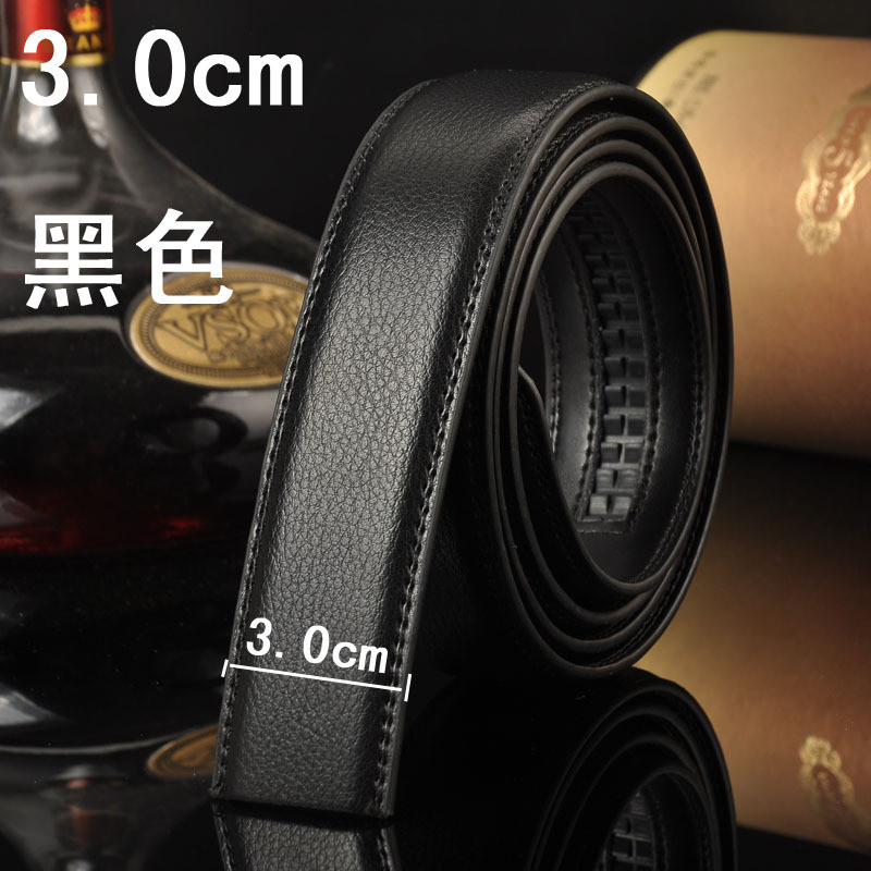 新款自动扣带身14纹男士真皮牛皮带荔枝纹带条配3.1-4.0自动扣头使用 3.0cm自动扣带身【黑色】