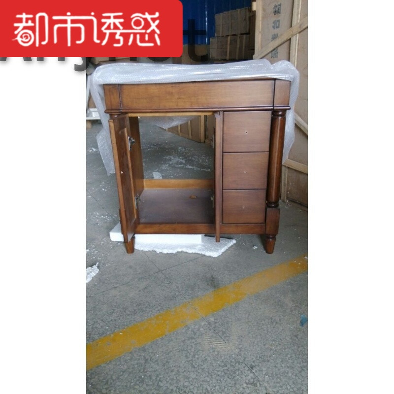欧式浴室柜橡木组合柜简约美式实木洗手盆洗脸盆卫生间落地式仿古 110公分