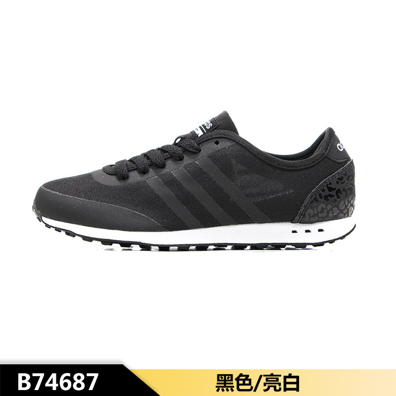 adidas阿迪达斯NEO2017夏季女子休闲运动跑步鞋B74687 1号黑色/1号黑色/亮白 37