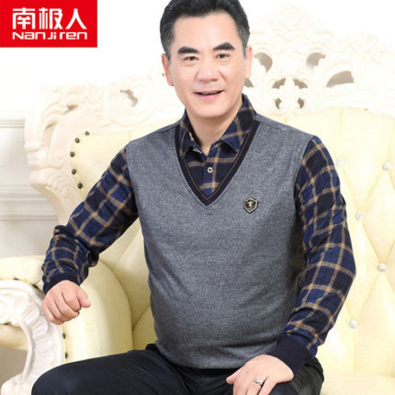 南极人冬季爸爸装中年男士保暖内衣加绒加厚中