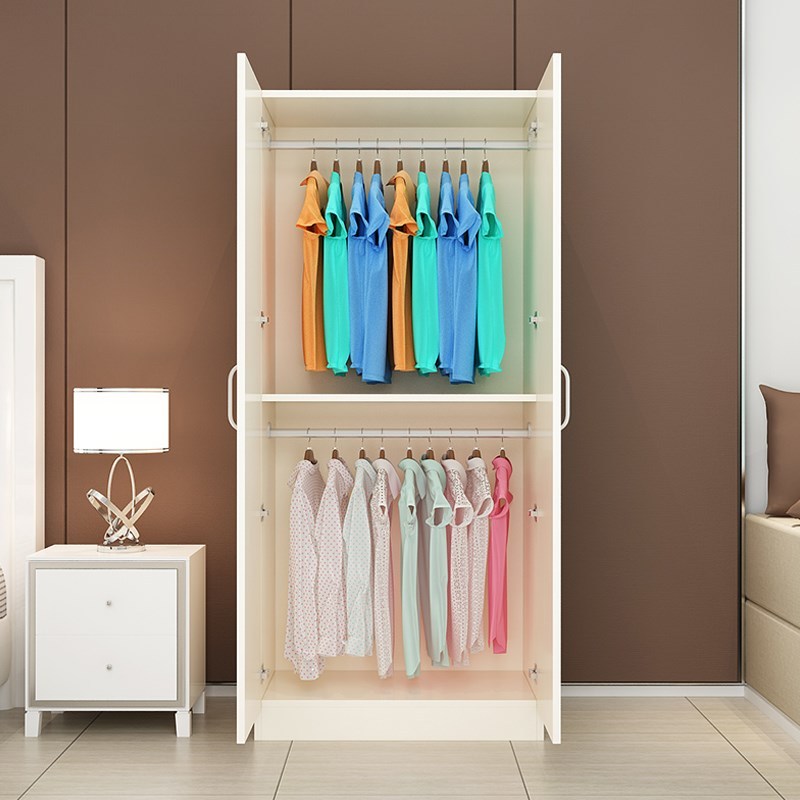 简易双门小户型衣柜组合柜经济型木质衣橱2门卧室推拉门组装衣柜 上门