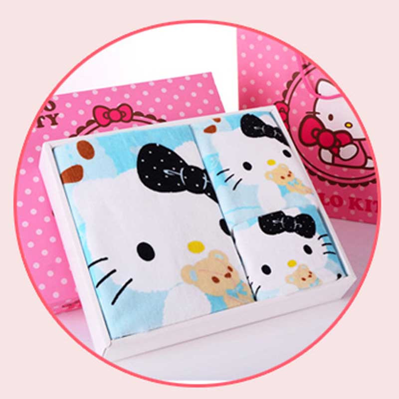 HelloKitty浴巾礼盒 30*30cm 粉礼盒【小熊蓝】