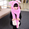贝迪牛秋冬学生韩版套装可爱帽子围巾手套三件套儿童熊猫保暖围脖 1岁-8岁 玫红兔子帽子围巾手套一体