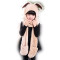 贝迪牛秋冬学生韩版套装可爱帽子围巾手套三件套儿童熊猫保暖围脖 1岁-8岁 玫红兔子帽子围巾手套一体