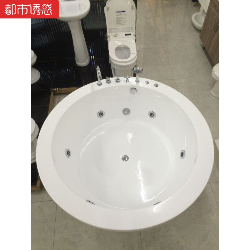 圆形嵌入式浴缸双人冲浪按摩恒温浴缸亚克力独立式浴盆1.2米-2米（嵌入式）五件套冲浪按摩配 ≈1.4m （嵌入式）五件套配置