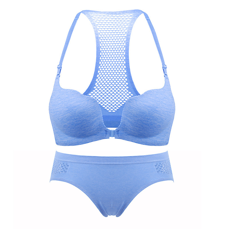 前扣透气美背文胸套装胸罩 36/80a 天蓝色