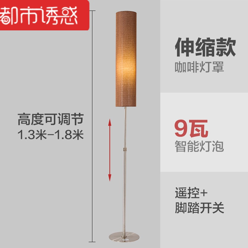 落地灯卧室床头灯北欧创意客厅立式台灯时尚简约现代遥控落地台灯 默认尺寸 伸缩/9瓦智能/咖啡