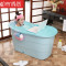 泡澡桶洗澡桶超大号儿童浴桶加厚浴盆家用塑料沐浴桶 浅蓝色