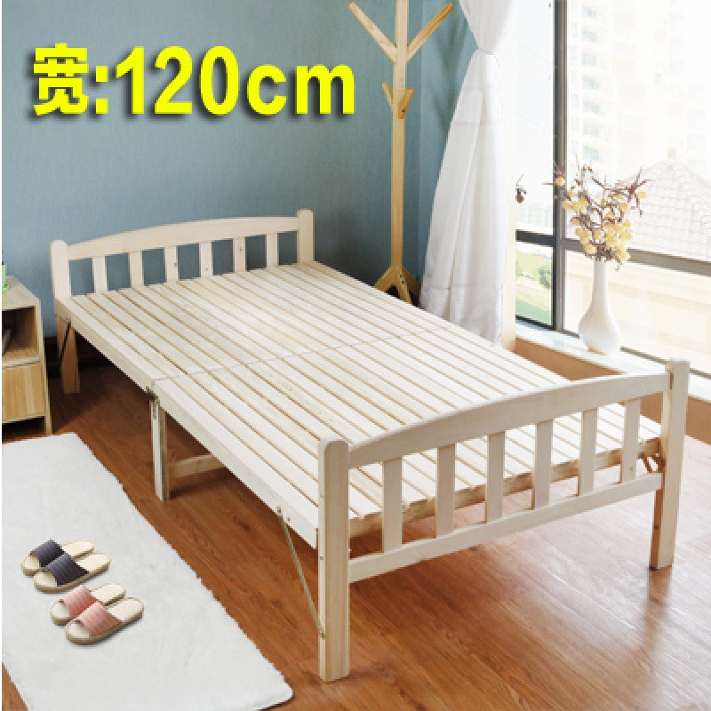 折叠床实木床单人午休床双人床儿童简易床1米小床1.2米家用木板床 第二代120cm无油漆双床头