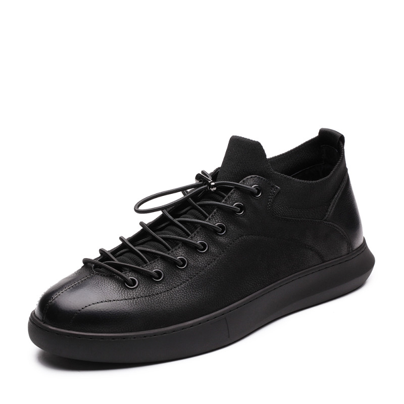 Senda/森达2017冬季新款专柜同款时尚潮流舒适男休闲板鞋2XA10DM7 黑色 43码