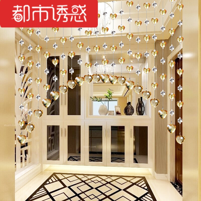 珠帘水晶帘子厨房客厅隔断帘弧形过道卧室门帘卫生间鞋柜玄关屏风 香槟20条弧形体验