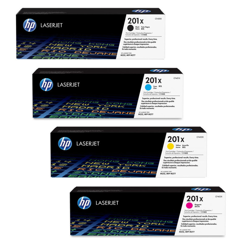 惠普（HP）CF400X 201X 高容黑色硒鼓(适用LaserJet M252dw/n M274n M277dw/n) 【CF400X-CF403X/黑彩套装】