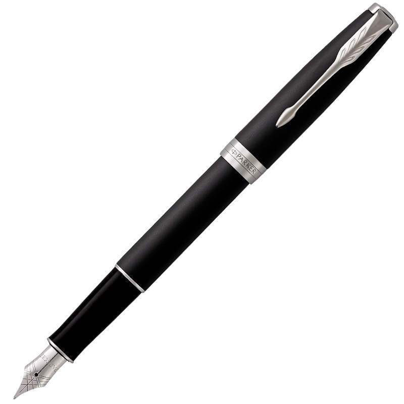 派克PARKER 钢笔 卓尔磨砂黑杆白夹墨水笔
