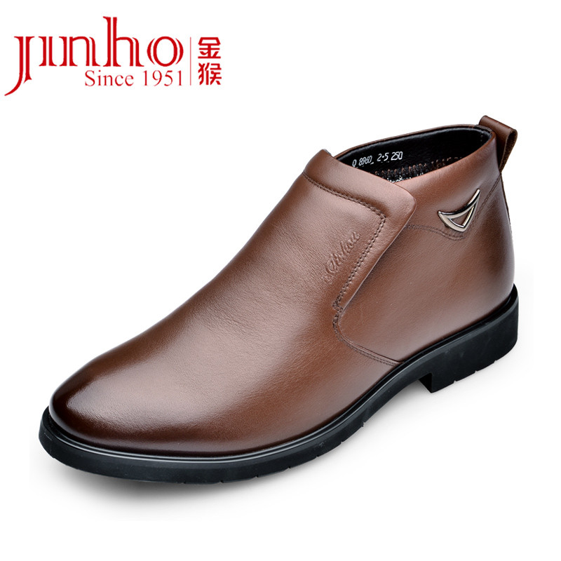 金猴(Jinho) 保暖时尚英伦防滑大底棉鞋 皮鞋男 SQ8957/58 棕色 43码