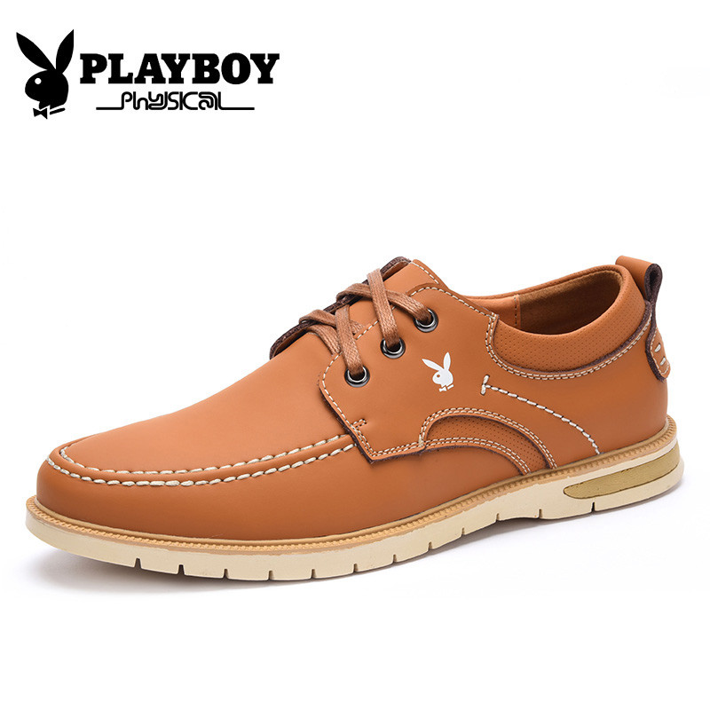 花花公子(PLAYBOY)休闲鞋工装鞋男鞋秋季男士真皮休闲皮鞋男潮男时尚英伦休闲鞋子 X3907