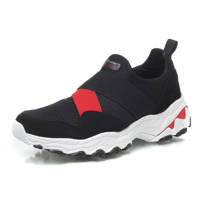 Skechers/斯凯奇 女鞋 低帮防滑运动鞋舒适透气休闲鞋板鞋 66666065-NVBLBKRD 黑色 37码
