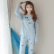 茵珠麗YinZhuli 2018长袖女士睡衣春秋季韩版可外穿针织棉女生家居服套装女 春秋天少女时尚休闲居家服8433 2XL 6号款