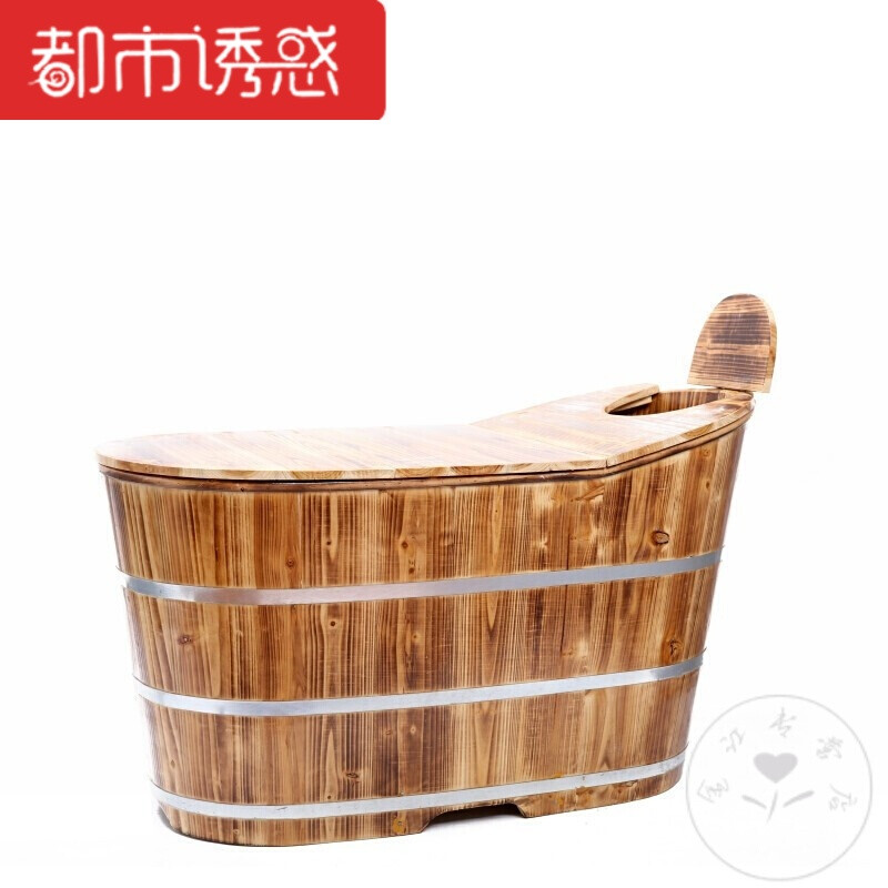 沐浴桶实木木浴缸美容院洗澡加盖水疗使用坐浴水桶带盖节水桑拿浴 160*60*62/72(原木带盖)