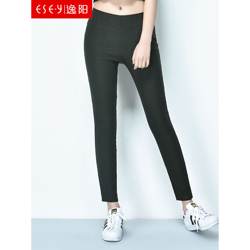 逸阳清修身显瘦PU小脚打底裤0235ME_1 墨绿色 27/9