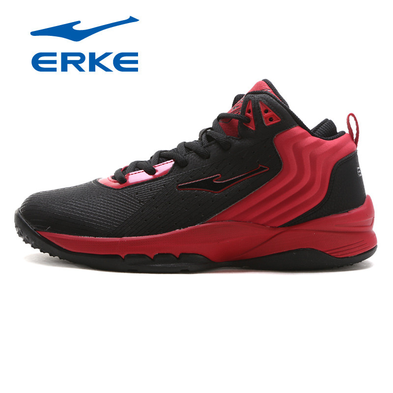 鸿星尔克erke男款新款舒适耐磨篮球鞋运动鞋51117404074 正黑/大红 42码