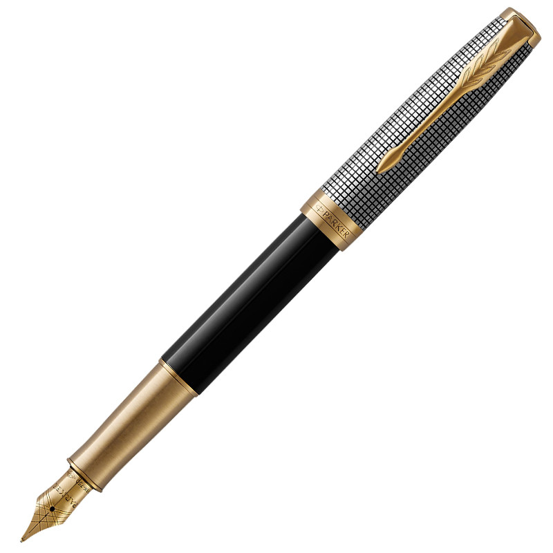 派克(PARKER) 卓尔光影格纹金夹墨水笔 办公用品 商务高端经典时尚款 男女成人书法练字专用签字钢笔