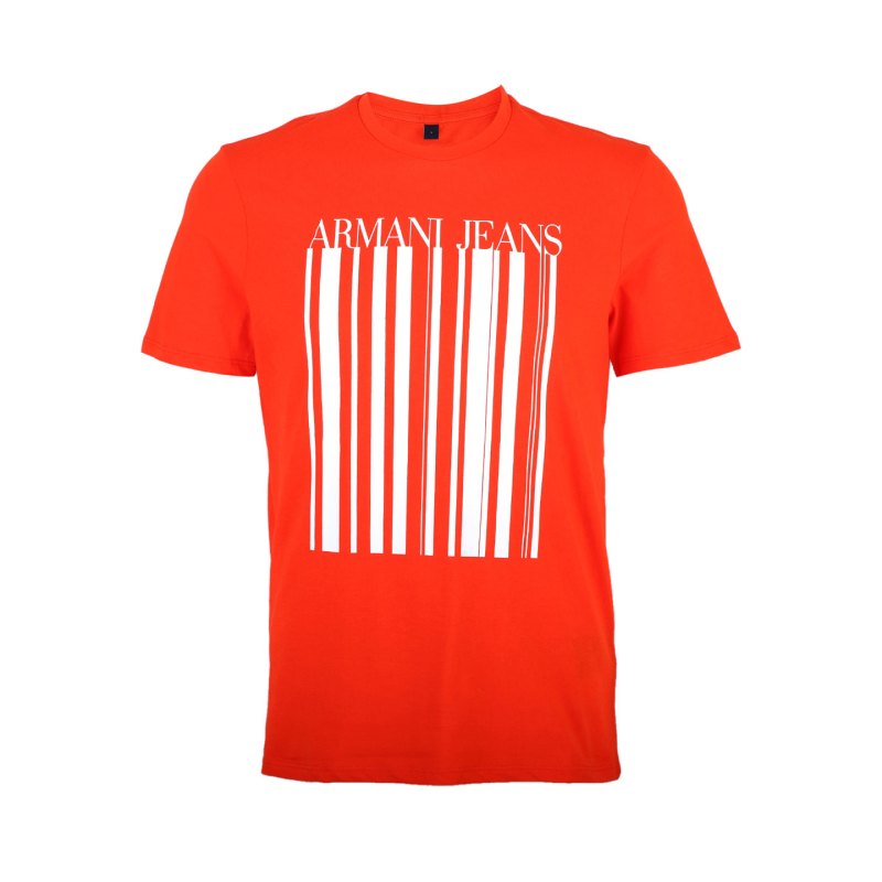 Armani Jeans 圆领条码印花短袖男士T恤 3Y6T186J00Z1664 M 橙色