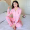 爱伊琪 2018春秋季新款韩版 家居服套装开衫牛奶丝睡衣套装女长袖开衫 M 810粉色
