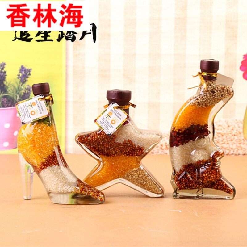 洋子（YangZi）创意厨房餐厅酒柜橱柜家居摆件装饰品工艺品五谷丰登杂粮玻璃瓶_1 追星踏月