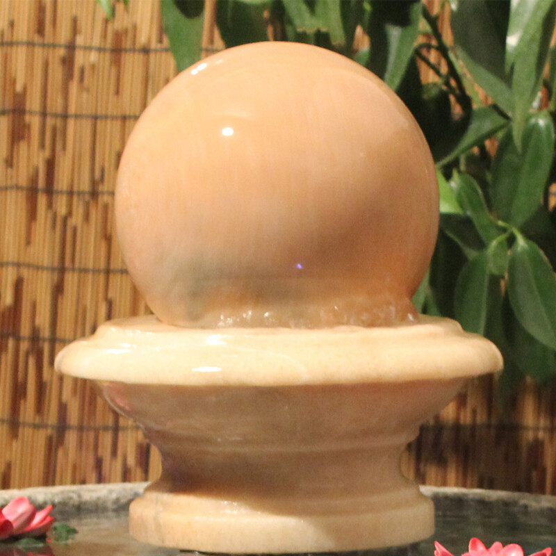 洋子（YangZi）老石槽水景牛槽马槽石头鱼缸流水花盆石水槽复古青石雕旧石器摆件_1 风水球(球直径20厘米)