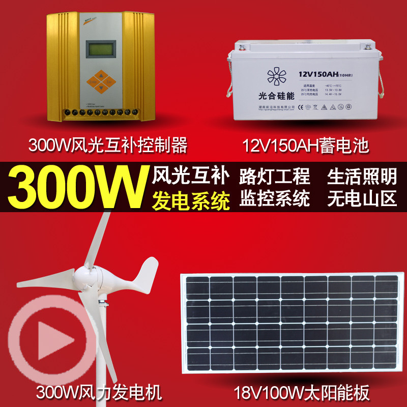洋子（YangZi）风光互补发电系统小型家用220V12V风力发电机风光互补控制器 不带逆变器