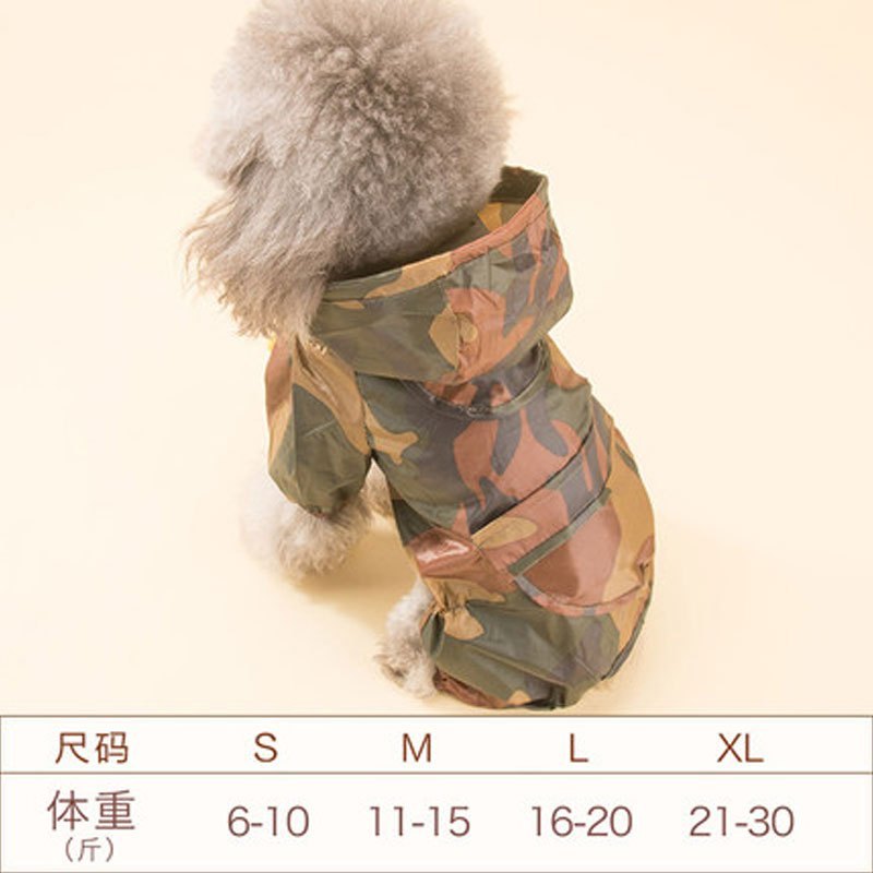 四脚全包狗狗雨衣宠物比熊博美贵宾犬泰迪小狗雨披小型犬防水衣服宠物用品狗狗雨衣宠物服饰及配件_1 军绿色迷彩